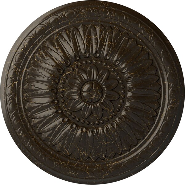 Ekena Millwork Temple Ceiling Medallion (Fits Canopies up to 9 1/4"), 24"OD x 1 5/8"P, Stone Hearth Crackle CM24TESHC - main